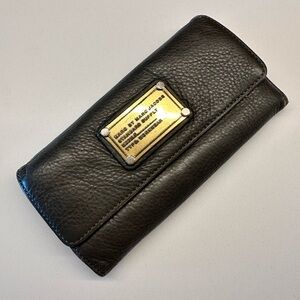 Marc by Marc Jacobs Black Leather Wallet with Gold Accent